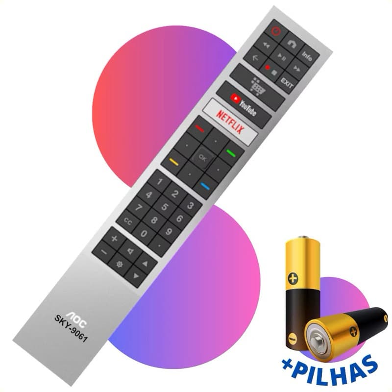 Controle Remoto Smart TV AOC SKY-9061 Com Netflix e YouTube - Alta Qualidade
