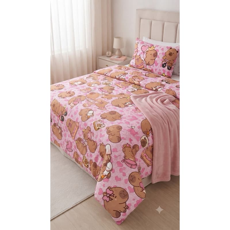 ENVIO IMEDIATO Edredom Capivara Infantil 3 Peças