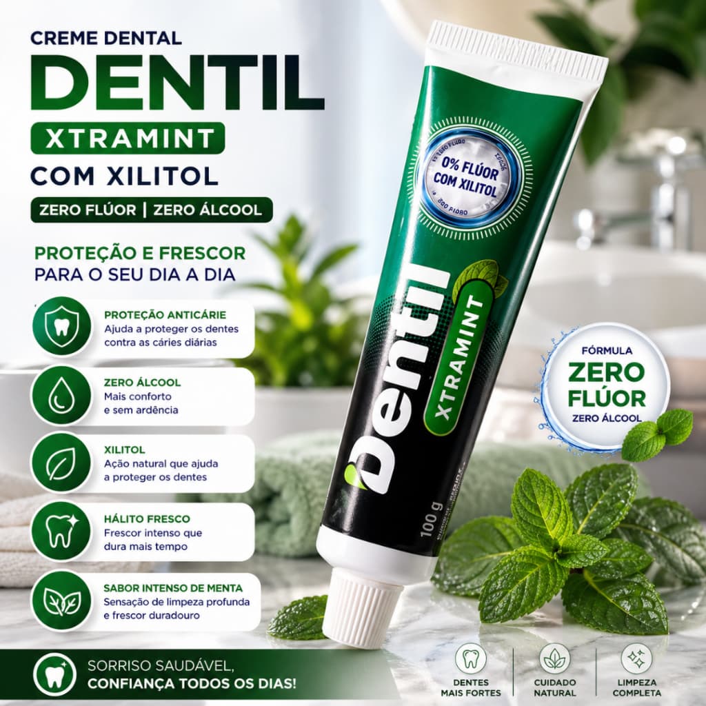 CREME DENTAL DENTIL SEM FLUOR COM XILITOL 70G ADULTO