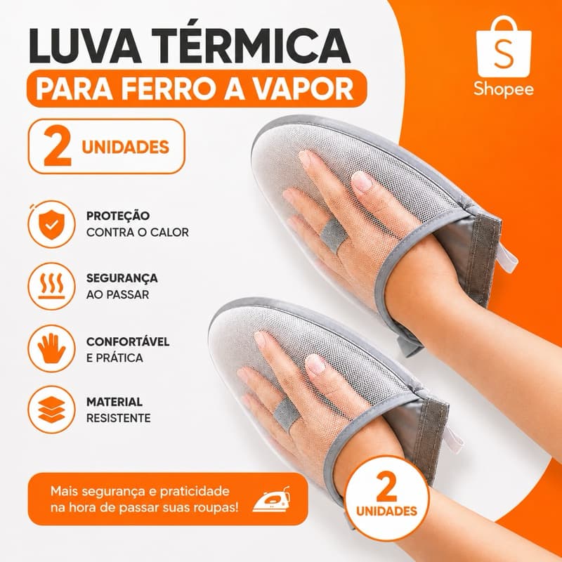 Luva Portátil Termica De Passar Roupa  A  Vapor   F   M   P   não esquenta as mãos envio imediato