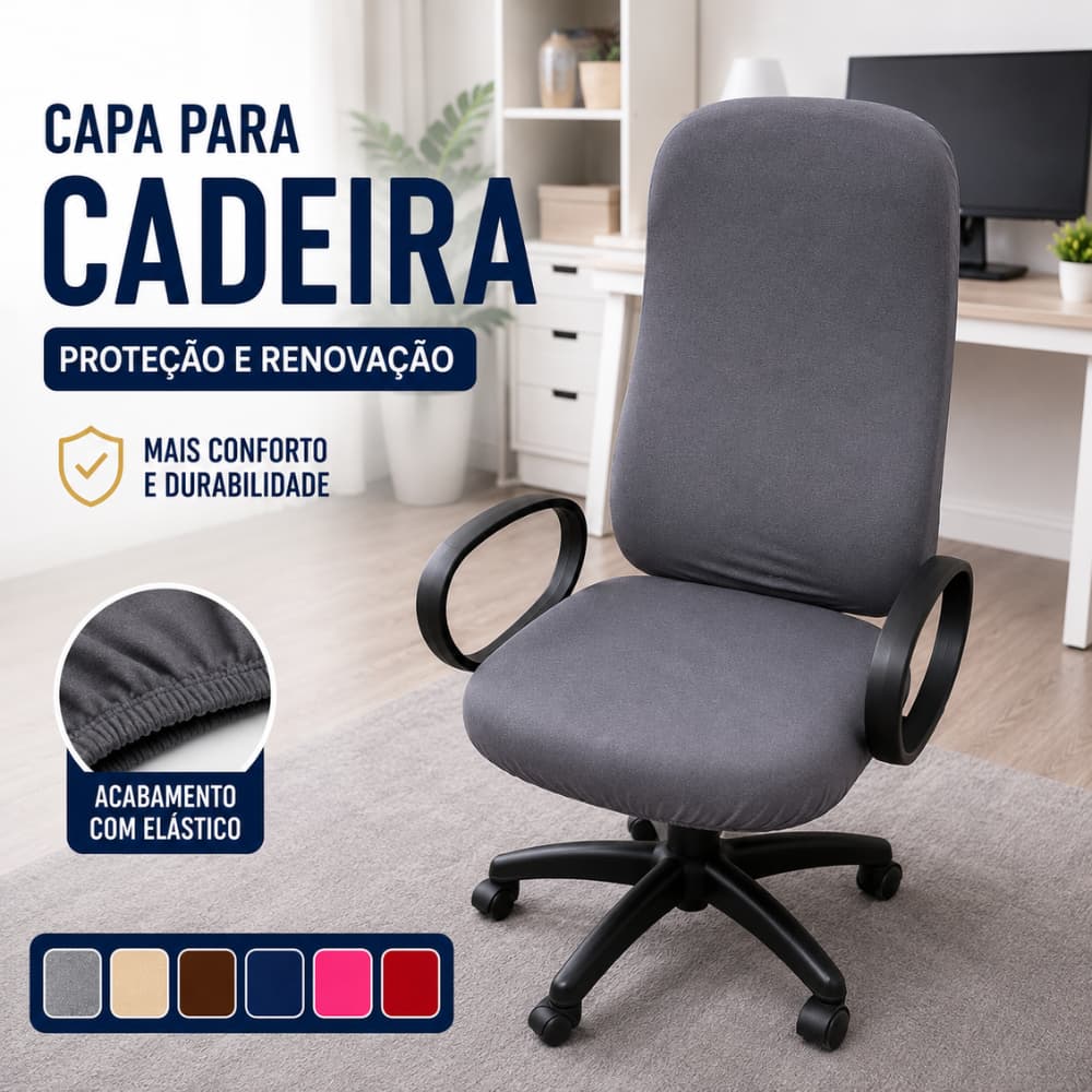 Capa Cadeira Presidente Escritório Elástica Protetora Assento Encosto Malha Gel