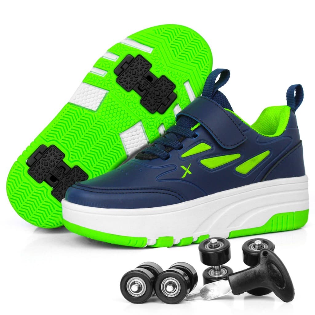 Tênis Infantil Com Rodinhas Casual Tipo Skate/Patinete 2 em 1 Menino Menina