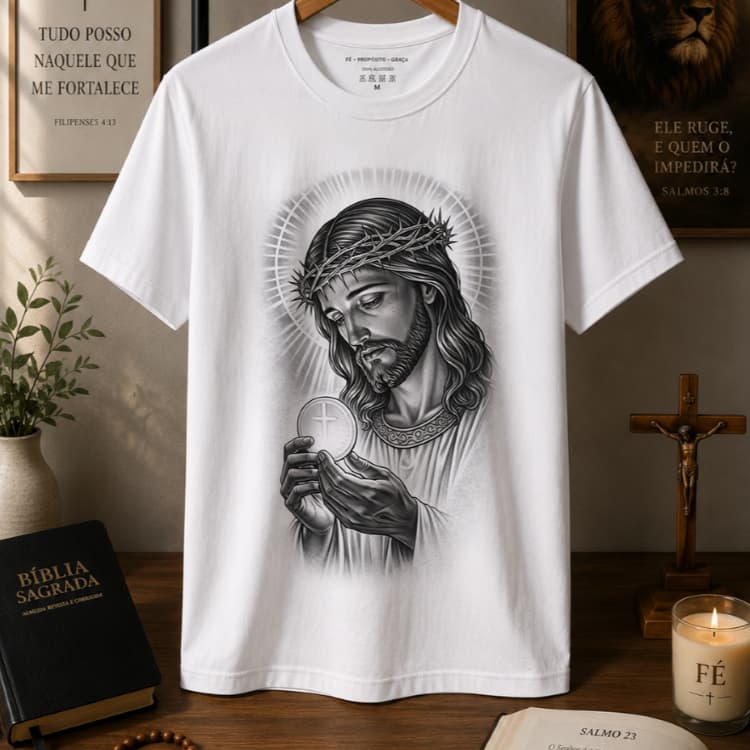 Camiseta Religiosa Cristã Masculina Feminina Fé Gospel Algodão Envio Imediato