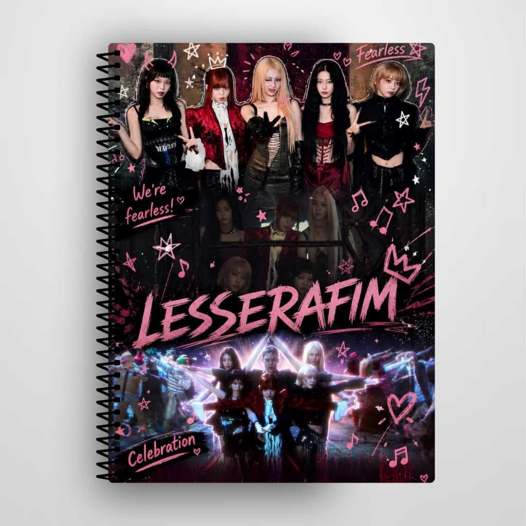 Caderno Le Sserafim K-Pop Personalizado Capa Dura 1 e 10 Matérias Escolar Universitário