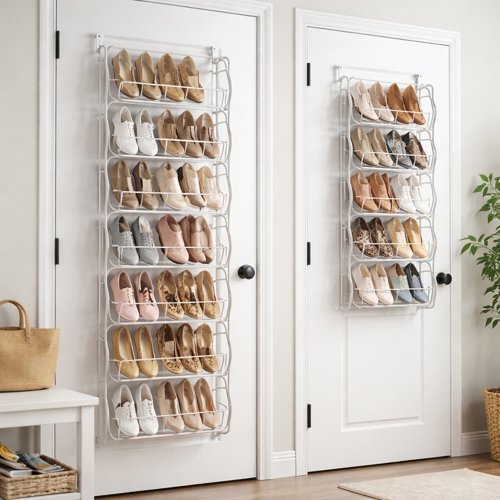 Sapateira Vertical De Parede E Porta Para 36 Pares Tênis Cor Branco