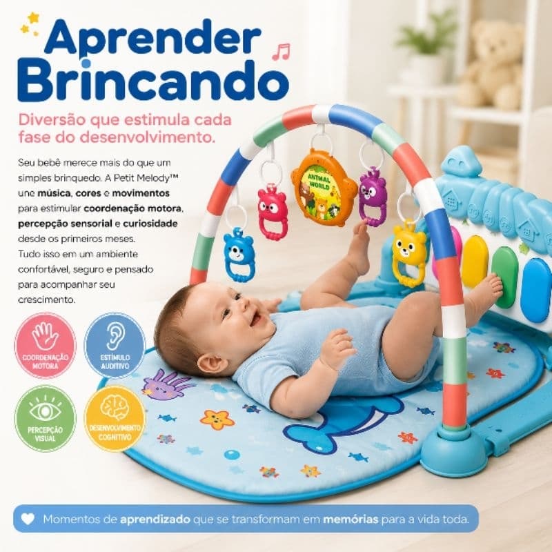 Tapete Musical Bebê | Piano Interativo | Tapete de Atividades Infantil | Brinquedo Educativo Sensorial | Petit Melody™