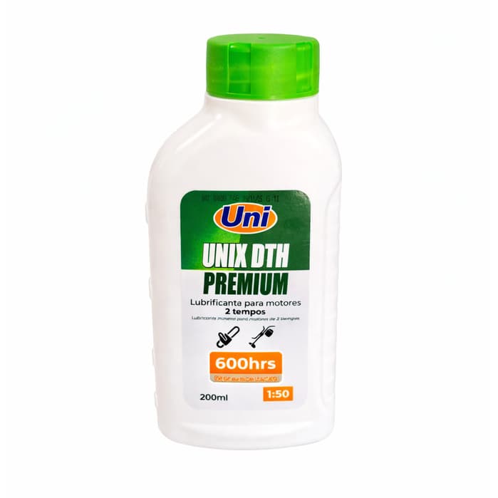 Óleo Lubrificante 2 Tempos 200ml UNIX DTH Premium 600h 1:50 Roçadeira Motosserra Soprador