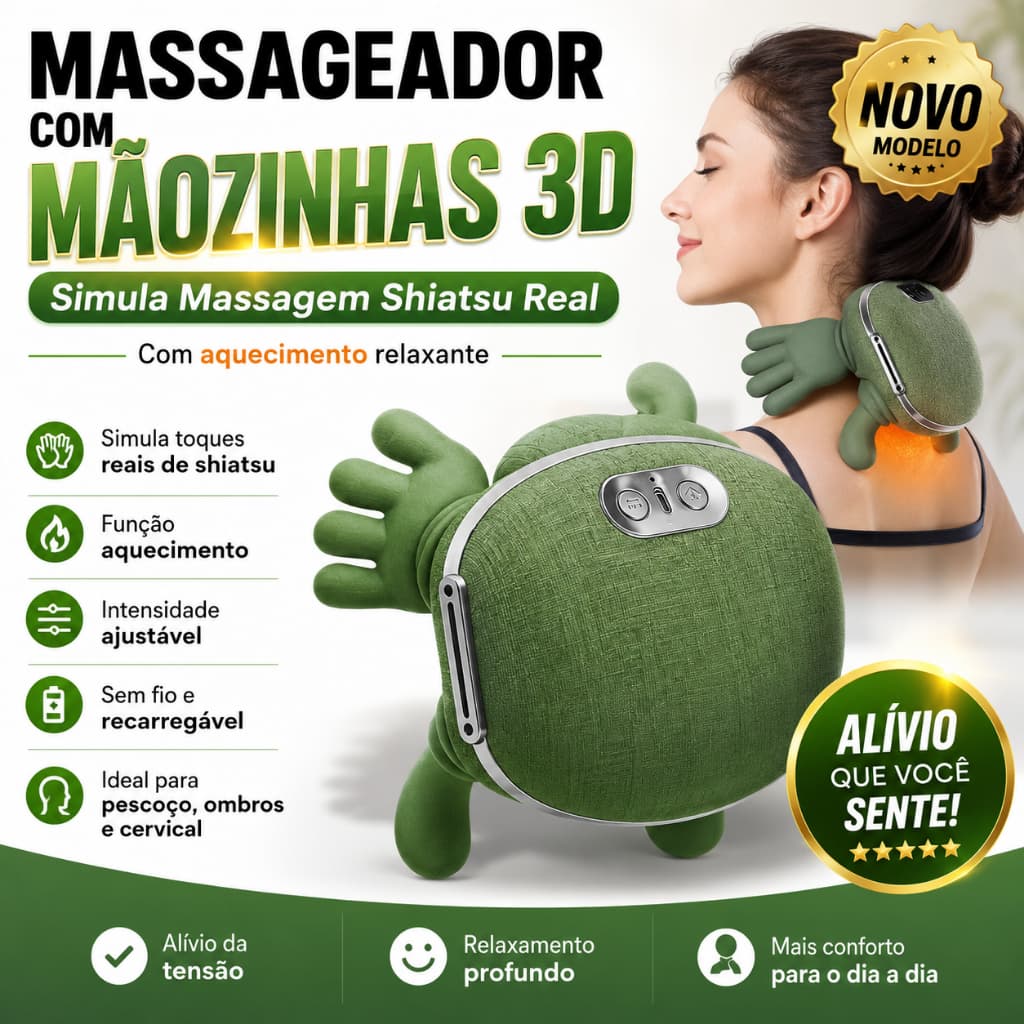 Massageador Elétrico Pescoço Cervical Alívio Da Dor Portatil 127/220v Verde-escuro