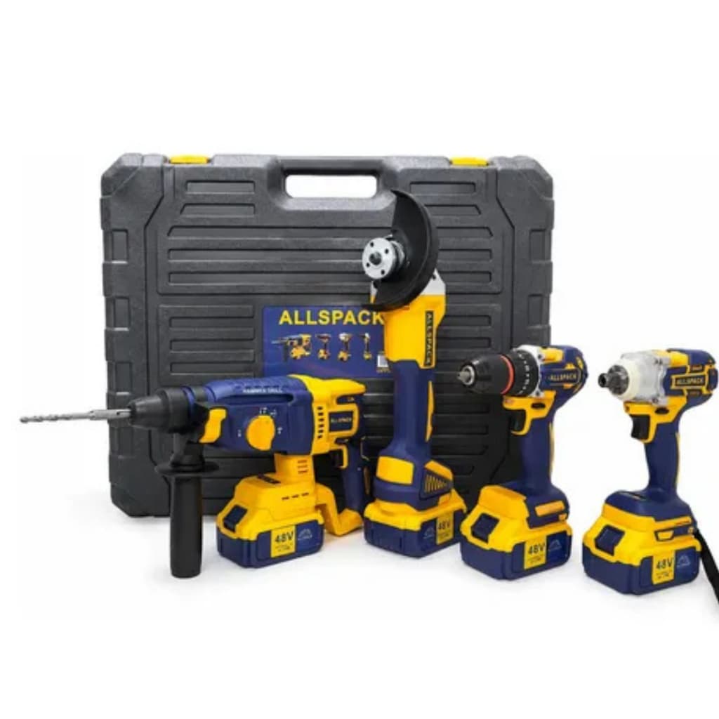 Kit Ferramentas 48V Esmerilhadeira Martelete Parafusadeira de Impacto 2 Baterias Sem Fio Profissional