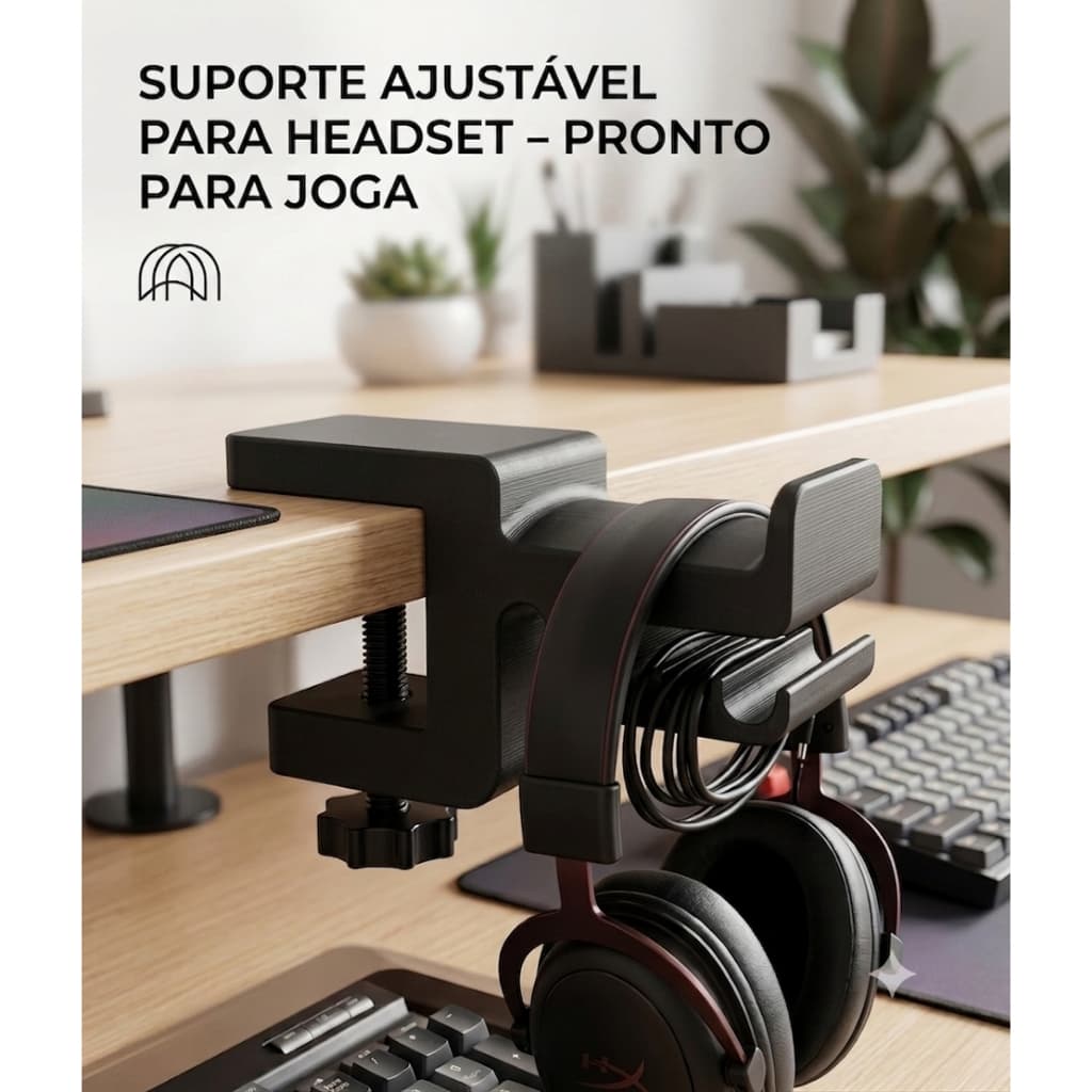Suporte Ajustável de Mesa Organizador Headphone/Headset Universal