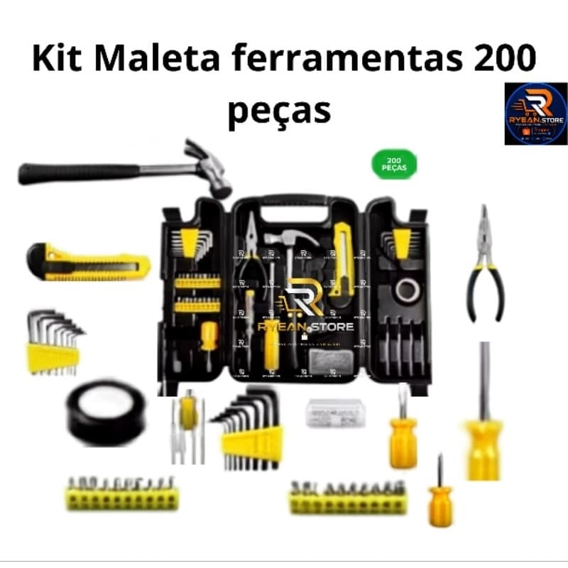 kit Jogo 200 Pecas Ferramentas Completo Maleta  Profissional martelo alicate chave fenda presente pais