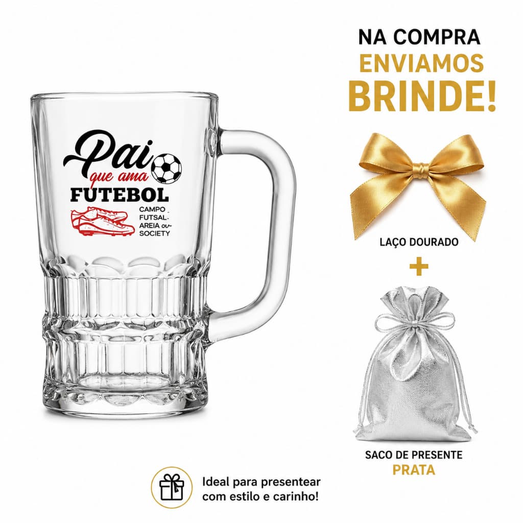 Caneca de Chopp Personalizada 350ml para Pai, Presente dia dos Pais Especial Embrulho Dde Brinde!