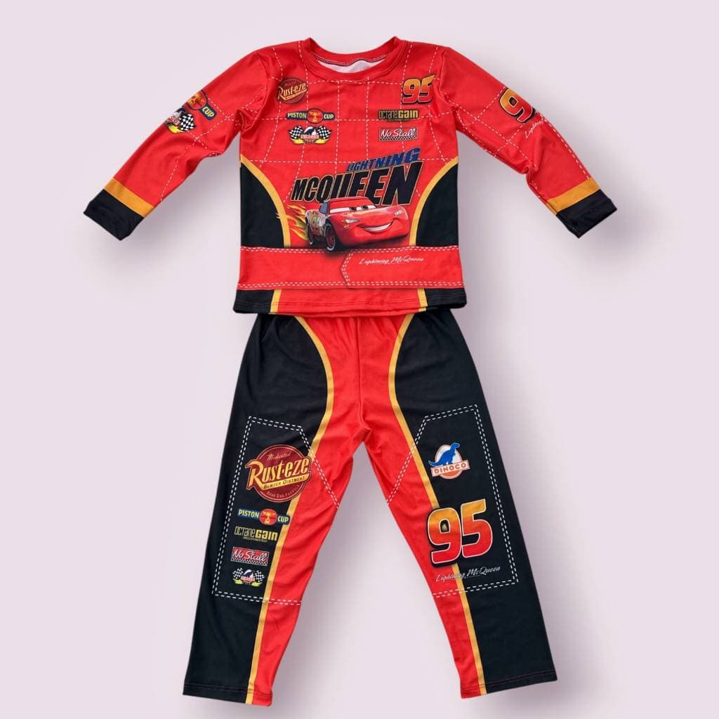 Pijama Infantil Carros McQueen Inverno Fantasia Temática Carros McQueen Conjunto Camiseta Calça Infantil Manga Longa
