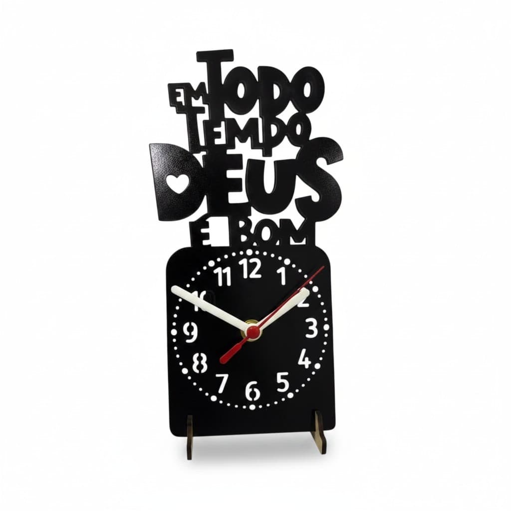Relógio de Mesa Em Todo Tempo Deus é Bom em MDF