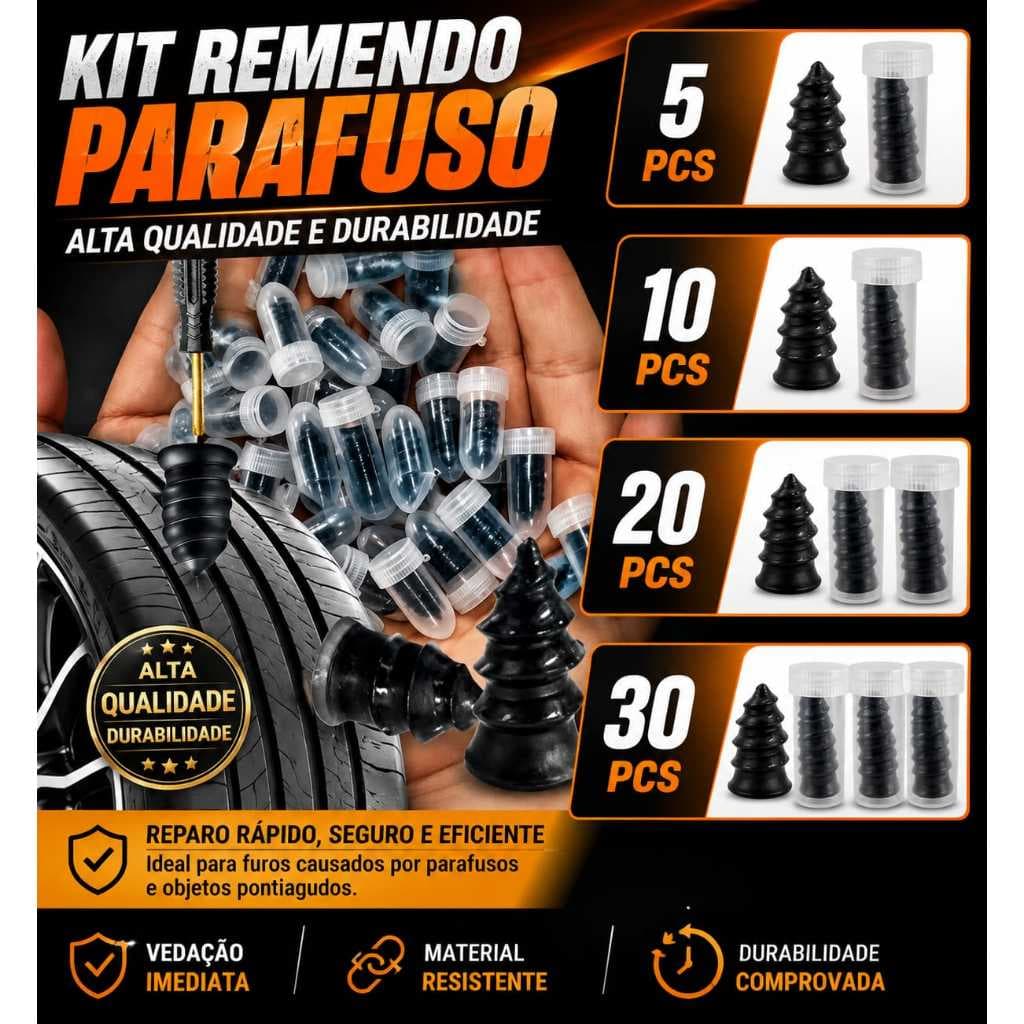 Kit De Remendo De Reparo De Pneus A Vácuo Parafuso Universal Para Moto Carro Scooter Sem Câmara