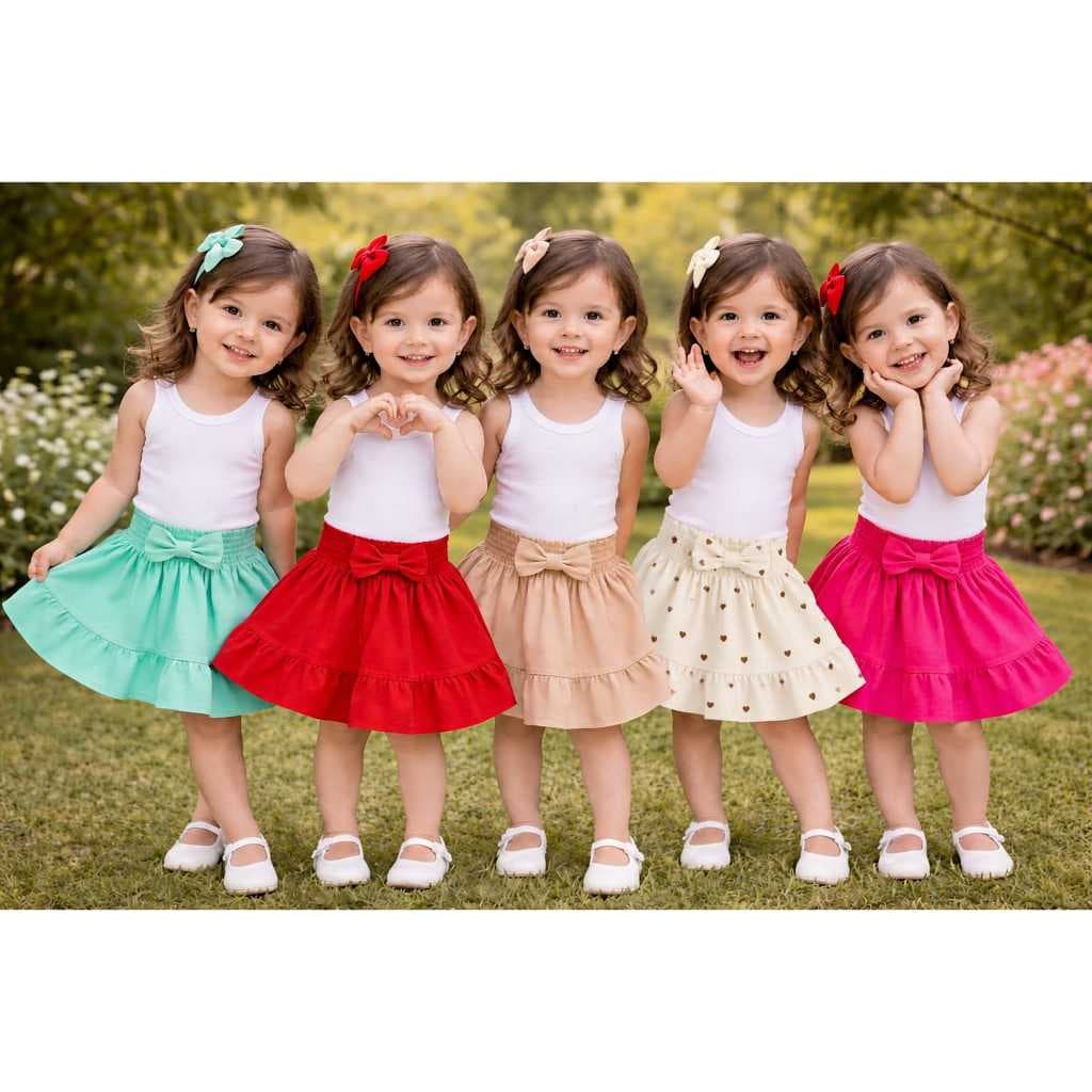 Saias Para Bebê Saia Lisa Com Babadinho e Laço Varias Cores e Tamanhos do RN Ao 10