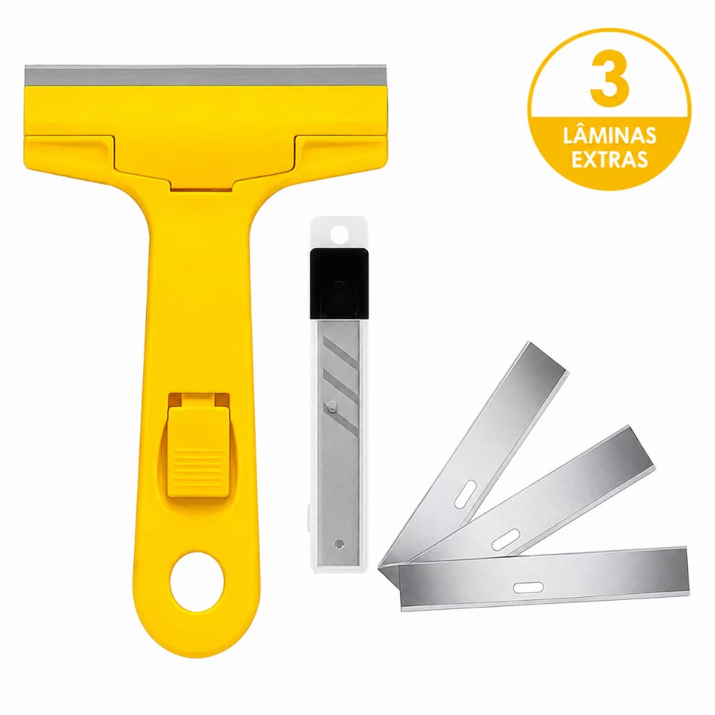 Raspador Para Limpar Box Com Refil de Lâminas - Vidro Piso Cerâmica Azulejo Remove Cola Tinta