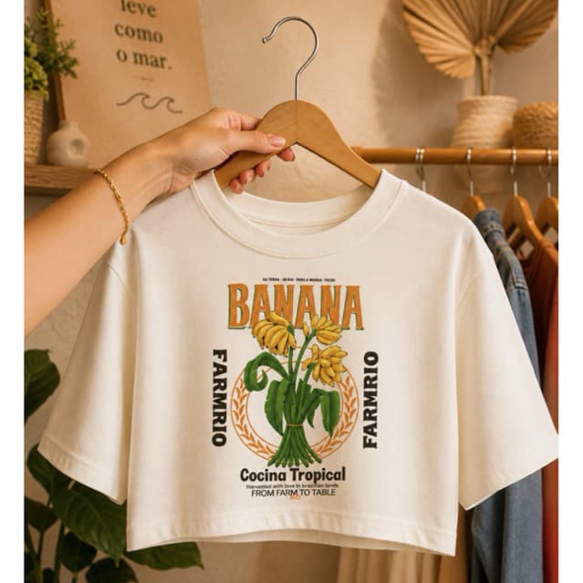 Cropped Oversized Feminino Algodão Estampas Brasileiras Estilo  Moda Verão Rio