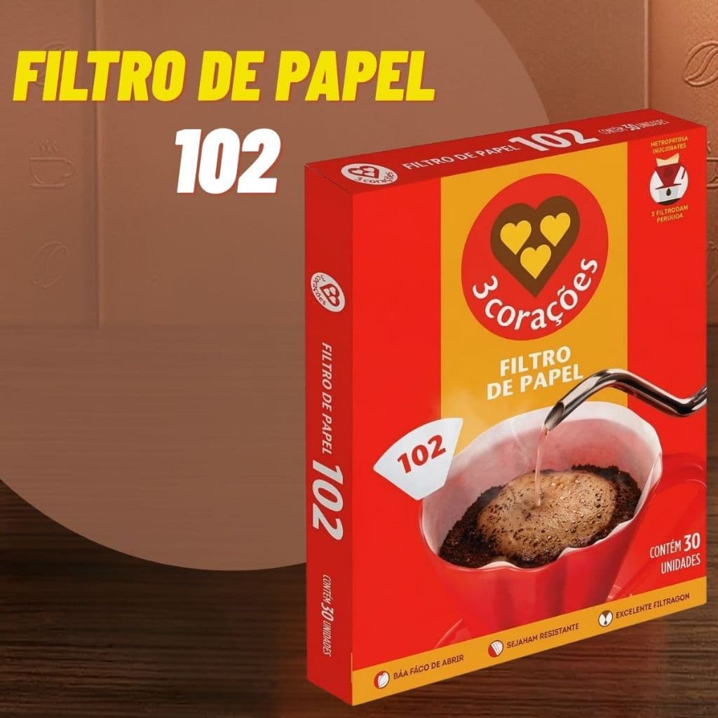 Filtro De Papel 102 P/ Café Caixa 30 unidades 3 Corações
