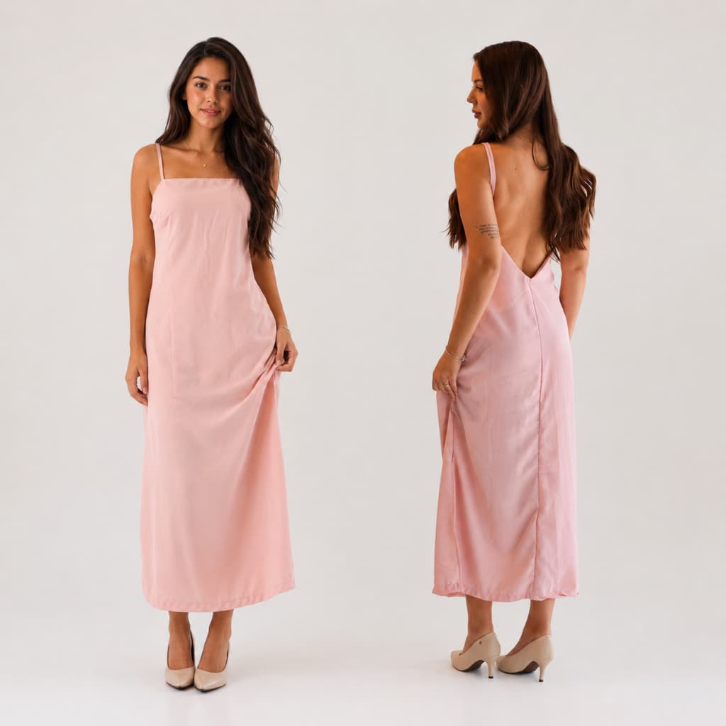 Vestido Decote V nas Costas Elegante Longo Fenda Lateral com Forro