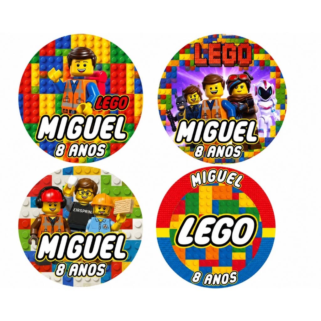 Kit Adesivos Lego Etiquetas Personalizadas Aniversario Nome e Idade