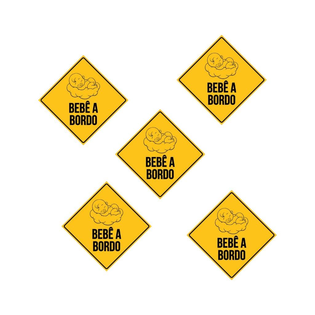 5 Adesivos Carro Veiculo Bebe a Bordo 10x10cm Impermeavel