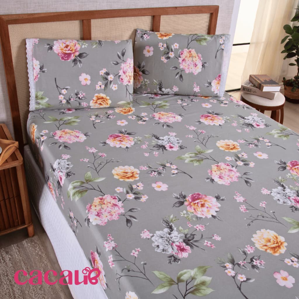 Jg de Cama Queen 3 Pçs Micro Percal 400 Fios Estampado