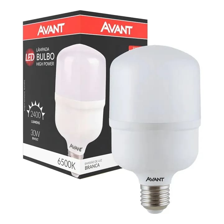 Lâmpada LED 30W E27 Avant Bivolt Branco Frio 6500K 2400 Lúmens Alta Potência Econômica | ENVIO RÁPIDO