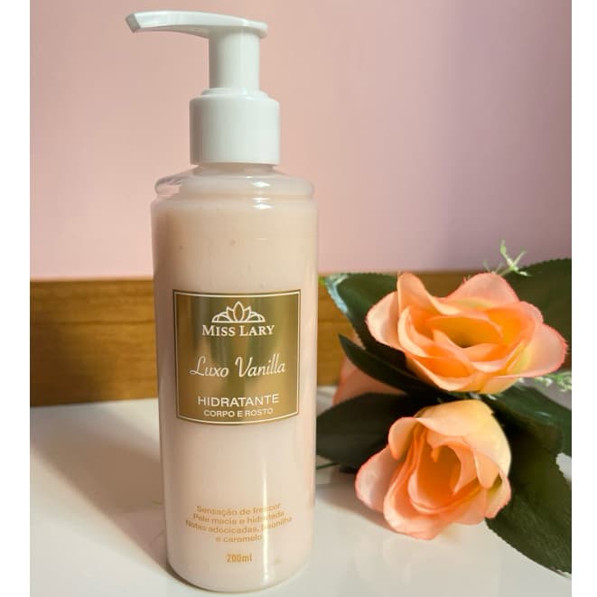 Hidratante Luxo Vanilla Miss Lary 200ml | Hidratação para Corpo e Rosto | Toque Aveludado