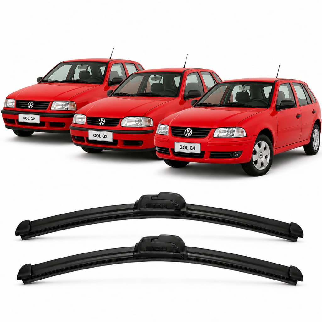 Par de Palhetas Limpador de Parabrisa Kit Dianteiro GOL G2 G3 G4 de1995 1996 1997 1998 1999 a 2013