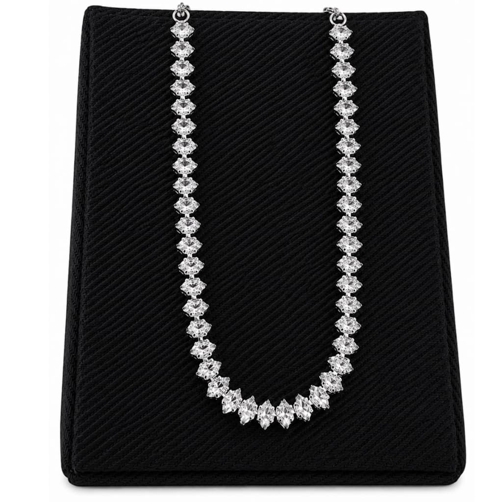 Pulseira Riviera Navetes Cristais 5mm Prata Banhada Feminina Luxo