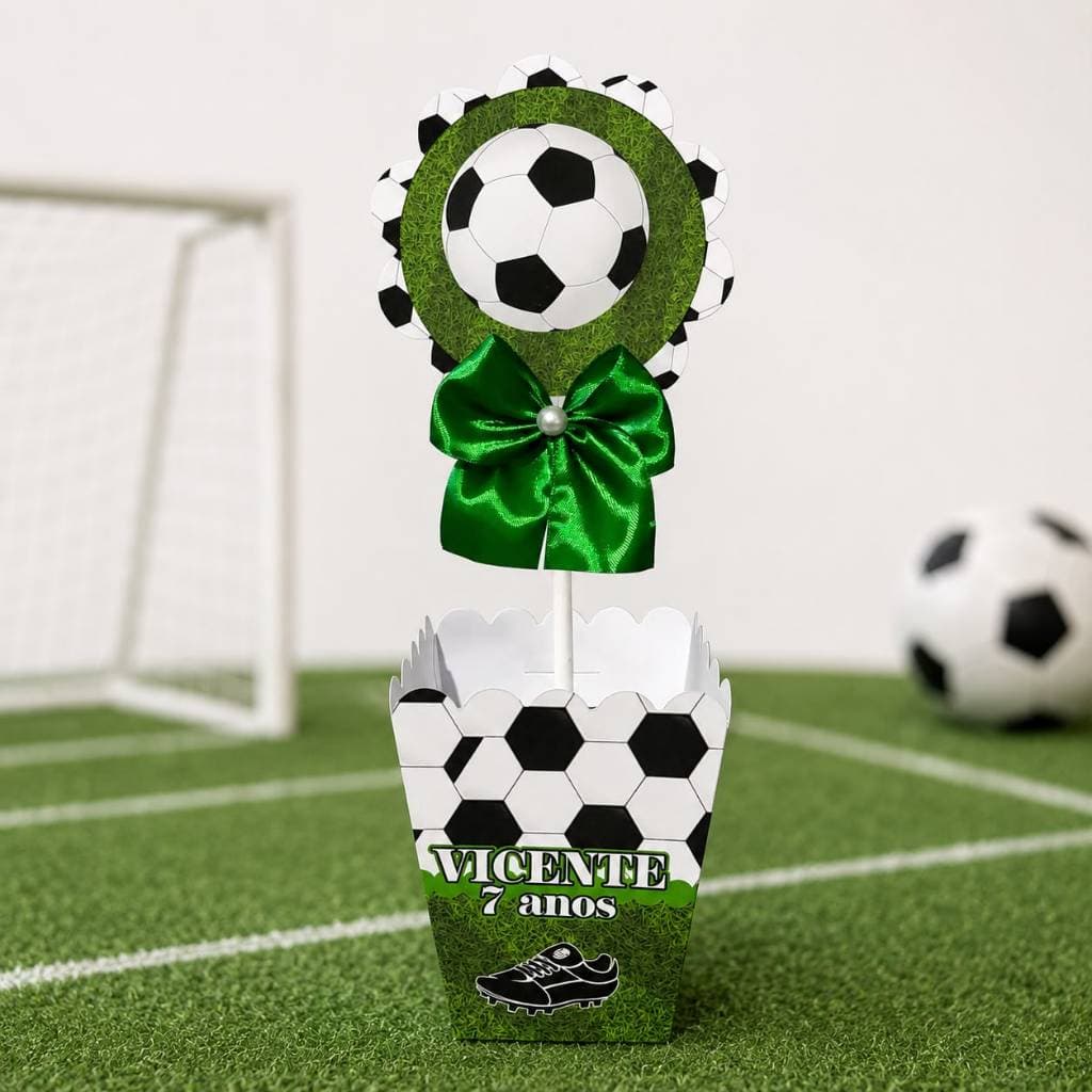 PEGUE E MONTE Centro de Mesa Pesonalizado FUTEBOL - Cachepô - Arranjo de Mesa - CENTRO DE MESA FUTEBOL