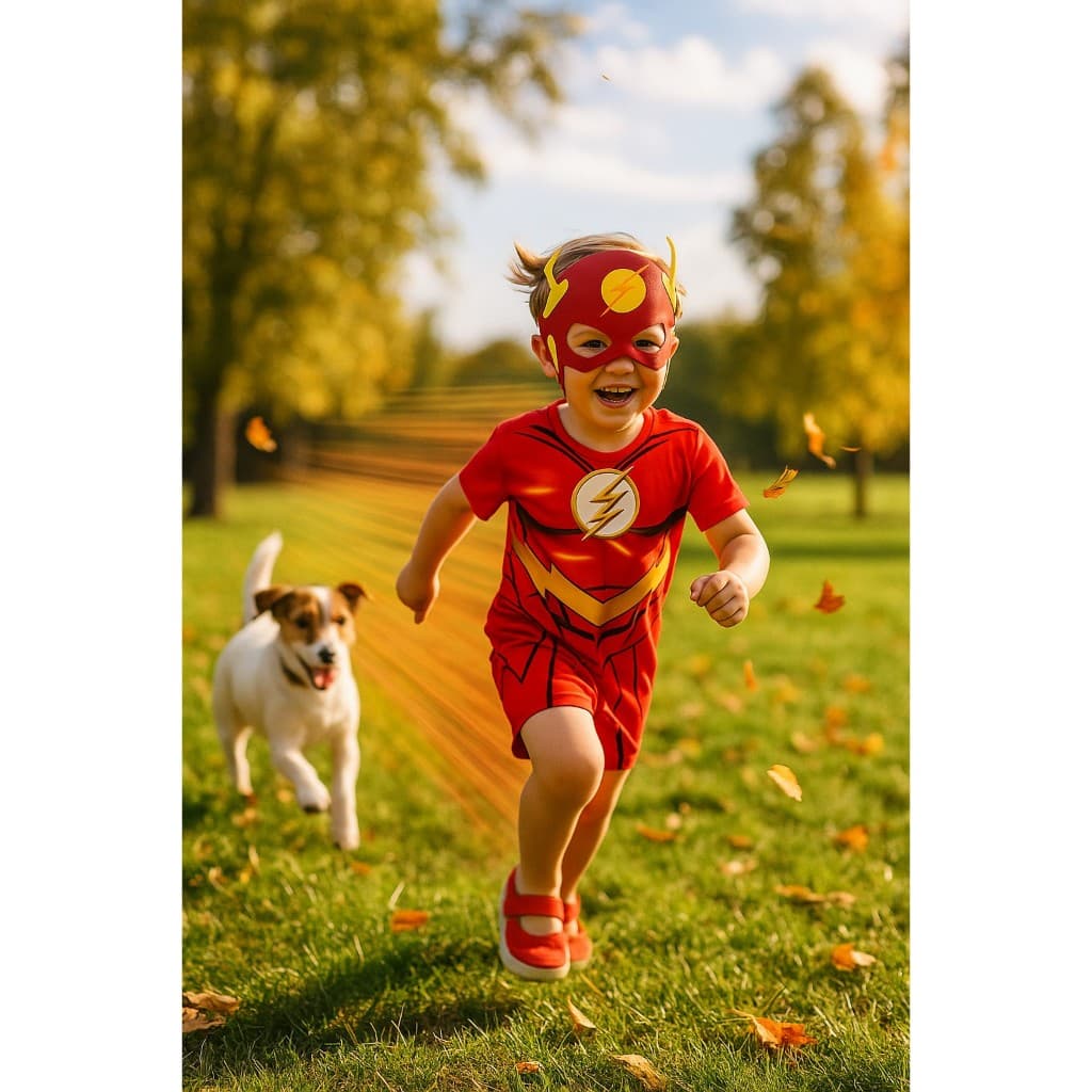 Fantasia Infantil The Flash com Máscara - Pronta Entrega - Envio Rápido - KS Comércio