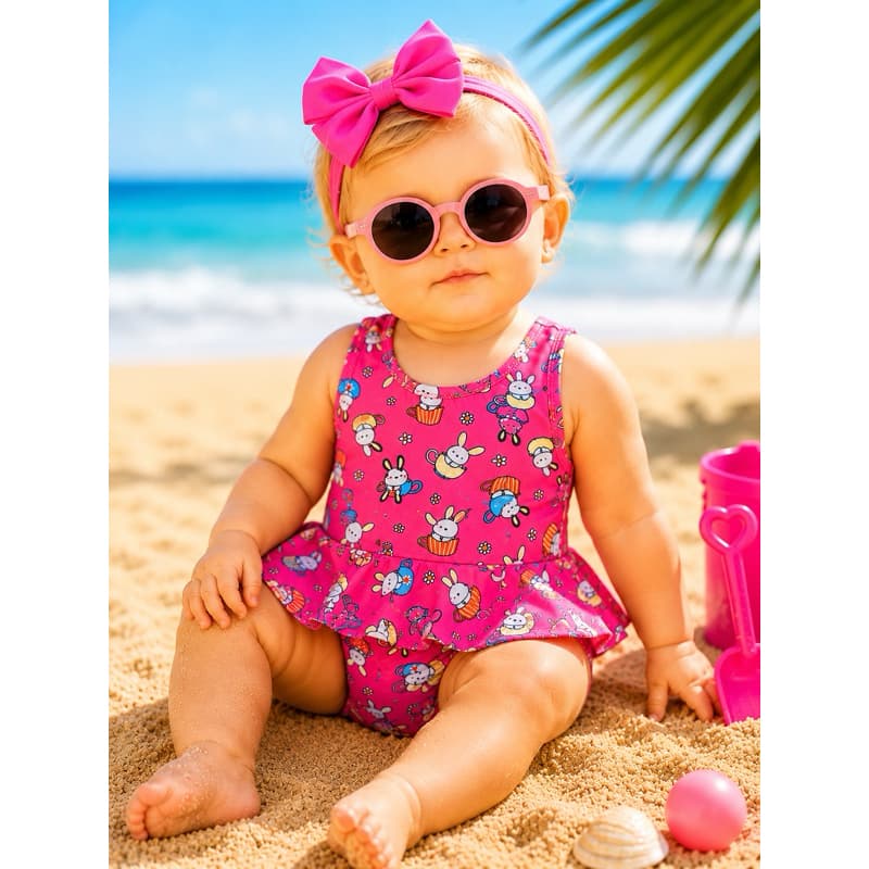 Maiô Bebê Feminino Praia Infantil 6 a 12 Meses 6 a 12 meses Roupa de Banho Verão Confortável
