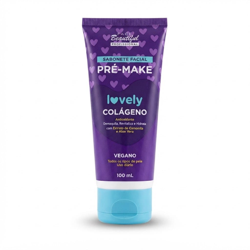Sabonete Facial Colágeno Pré Make 100ml Face Beautiful Vegano Limpeza Facial Aloe Vera Camomila