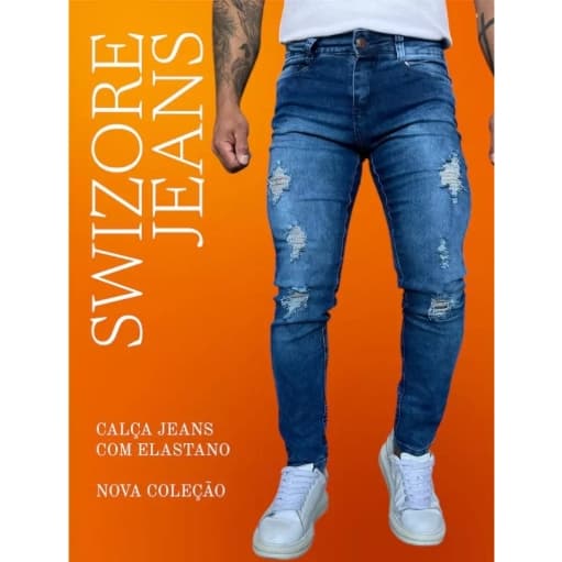Calça Jeans MASCULINA Rasgada Modelo Skinny Casual Elegante