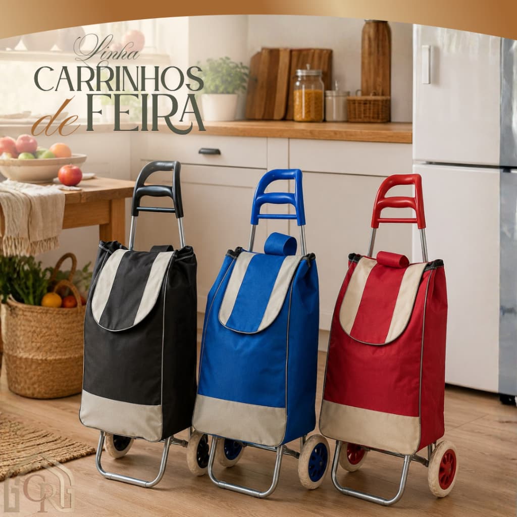 Carrinho Mercado Feira Dobrável Bolsa Transporte Compra Compacto Prático Sortido