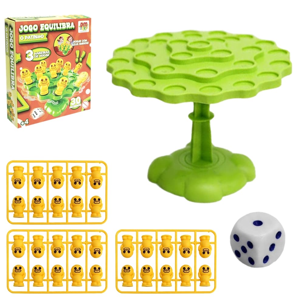 JOGO EQUILIBRA COM 30 PATINHOS + SUPORTE E DADO