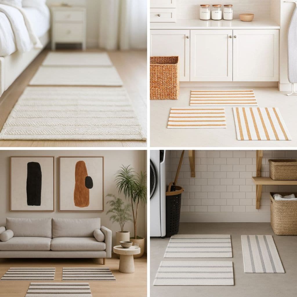 Kit 3 Tapetes Capacho Mandacaru Listrado 40x60cm em Algodão, Decorativo para Entrada e Cozinha