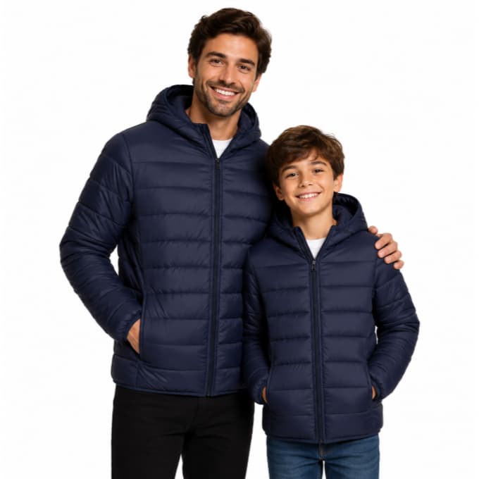 Jaqueta Puffer Térmica Adulto e Infantil com Capuz Unissex Inverno Resistente Bobojaco Confortável