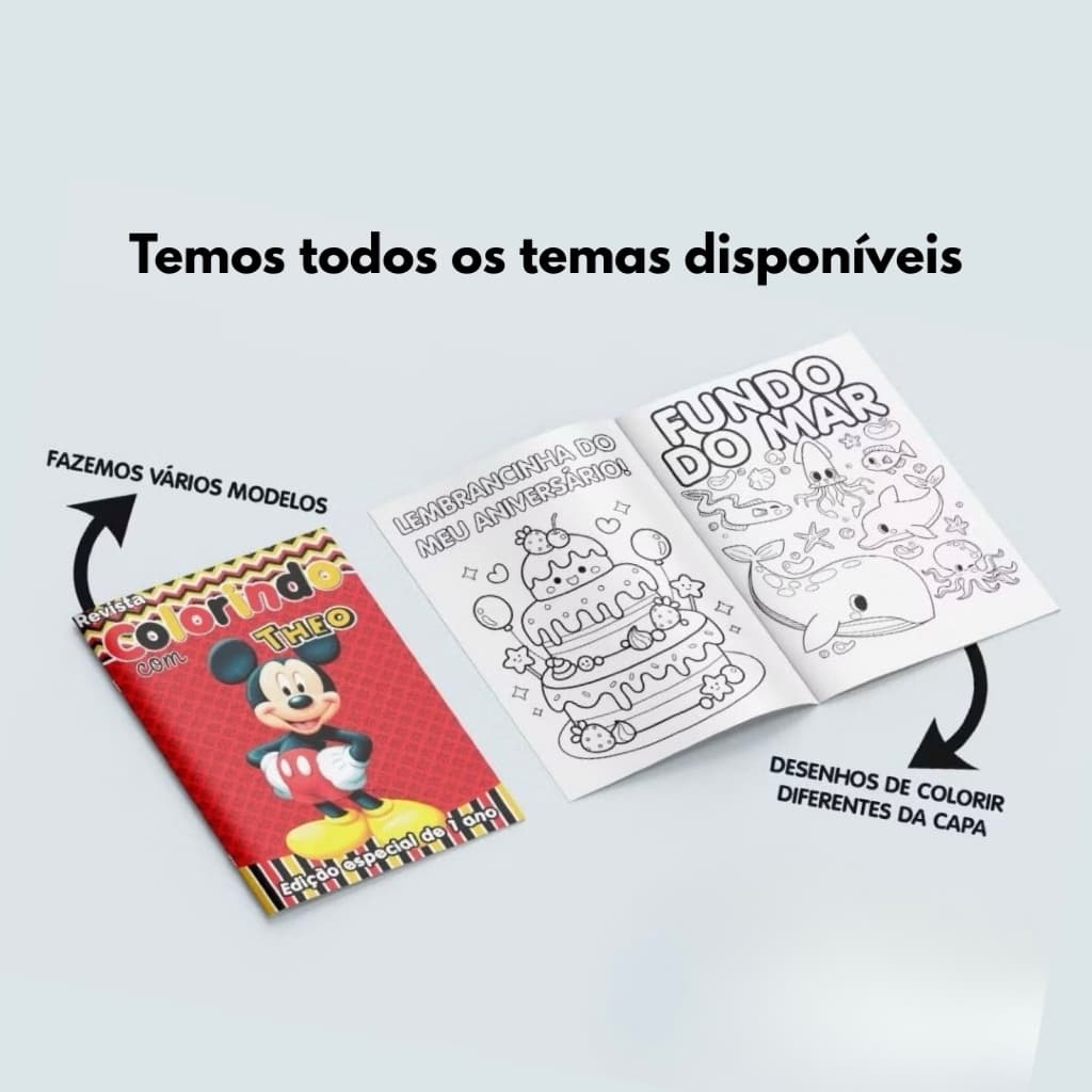 20 Livrinho de Colorir Personalizado - Desenhos Diversificados e Divertidos, 10x15cm