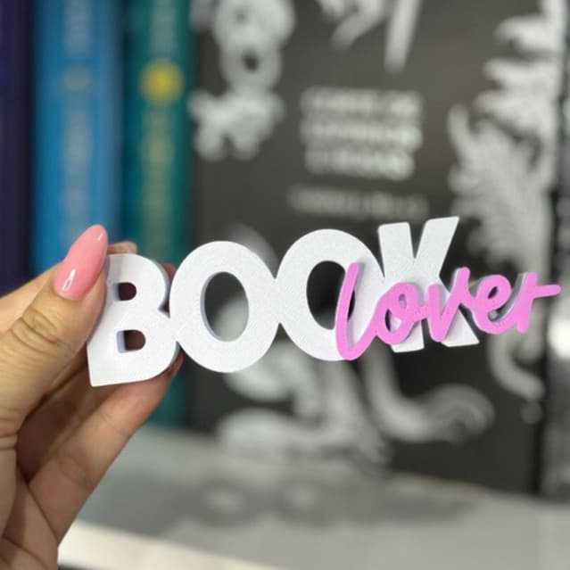 Letreiro Book Lover Decoração literária Enfeite estante de livros