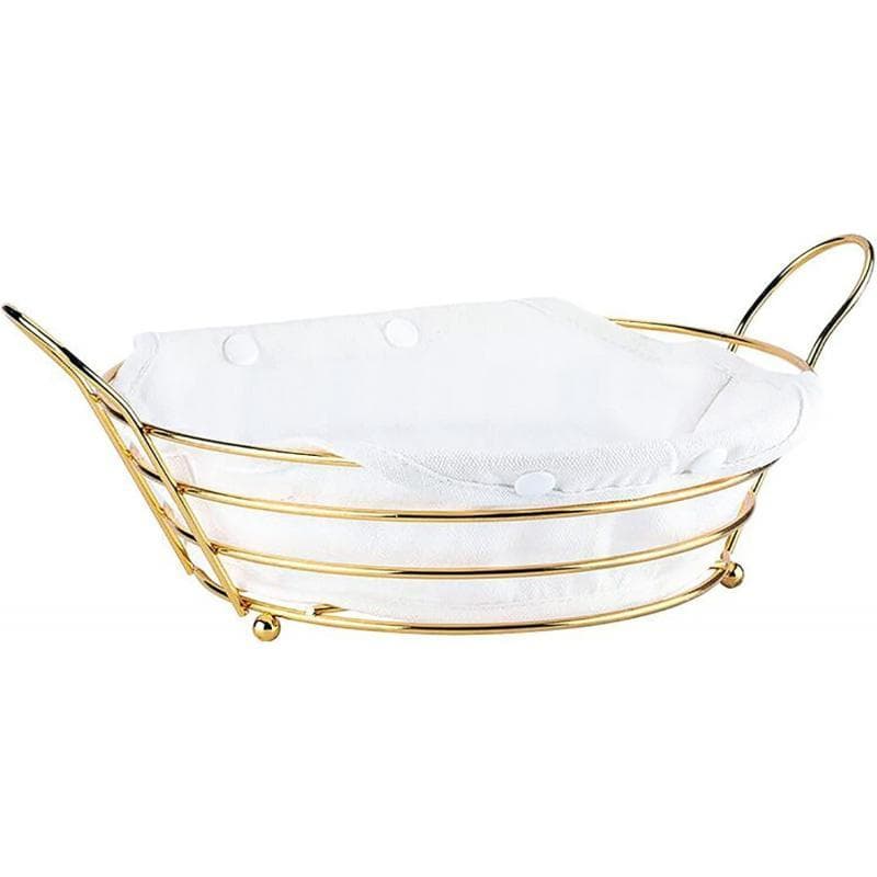 Cesto para Pão Redondo Dourado (26, 52411 cm, 235 g), Elegante com Forro de Tecido
