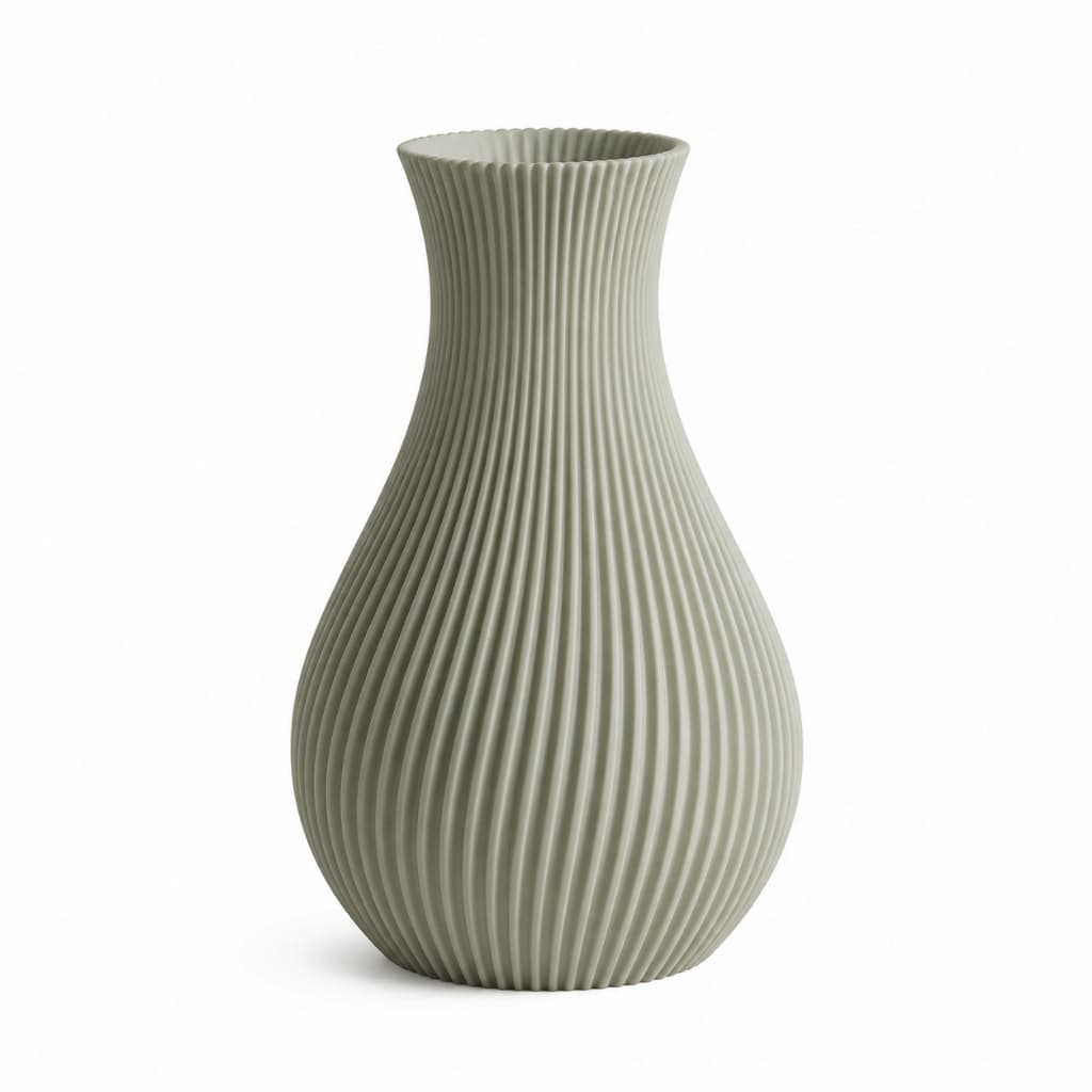 Vaso Decorativo Japandi PLA Canelado Moderno Minimalista para Sala Quarto Escritório 19 Cm