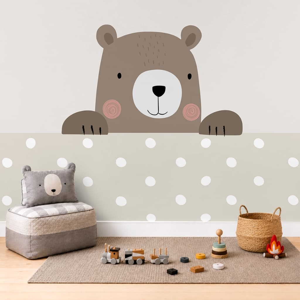 Papel de Parede Personalizado Ursinho Cute - Adesivo Decorativo Autocolante