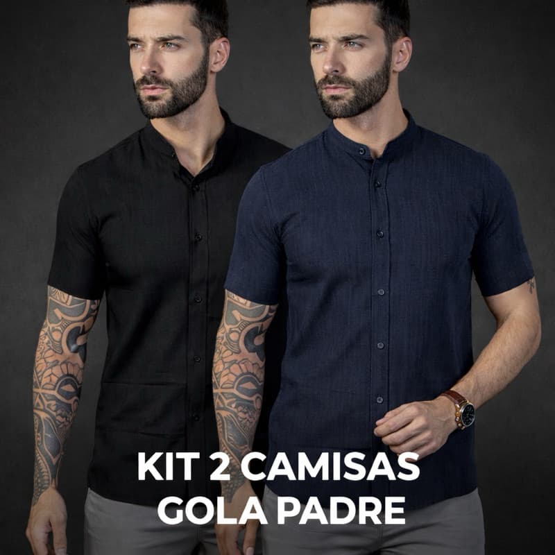 Kit 2 Camisas Gola Padre Masculina Premium - Rottero