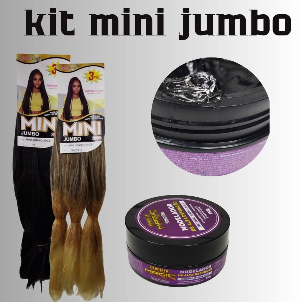 Kit Mini Jumbo + Pomada Modeladora Alta Definição 150g |Ideal para Tranças e Finalização  Monte suas tranças impecáveis
