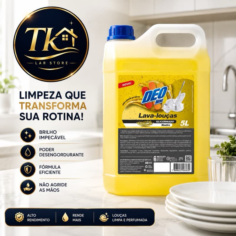 Detergente Lava Louças Liquido Deo 5L Neutro e Cristal