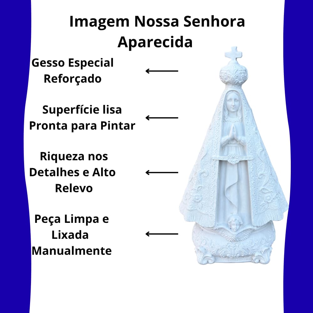 Imagem Nossa Senhora Aparecida Em Gesso 42 cm Estátua Católica