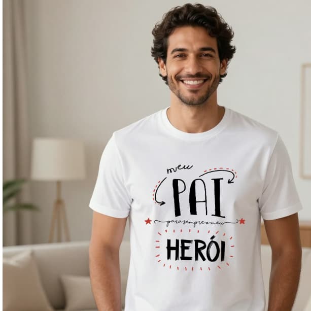 Camiseta Dia dos Pais Personalizada Super Pai Herói Blusa Estampa Exclusiva